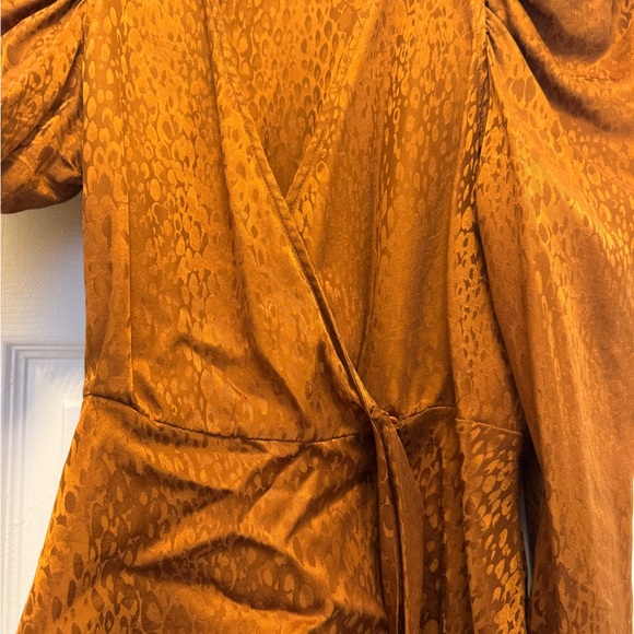 A.L.C. Women's Silk Burnt Orange Wrap Blouse - Picture 3 of 10